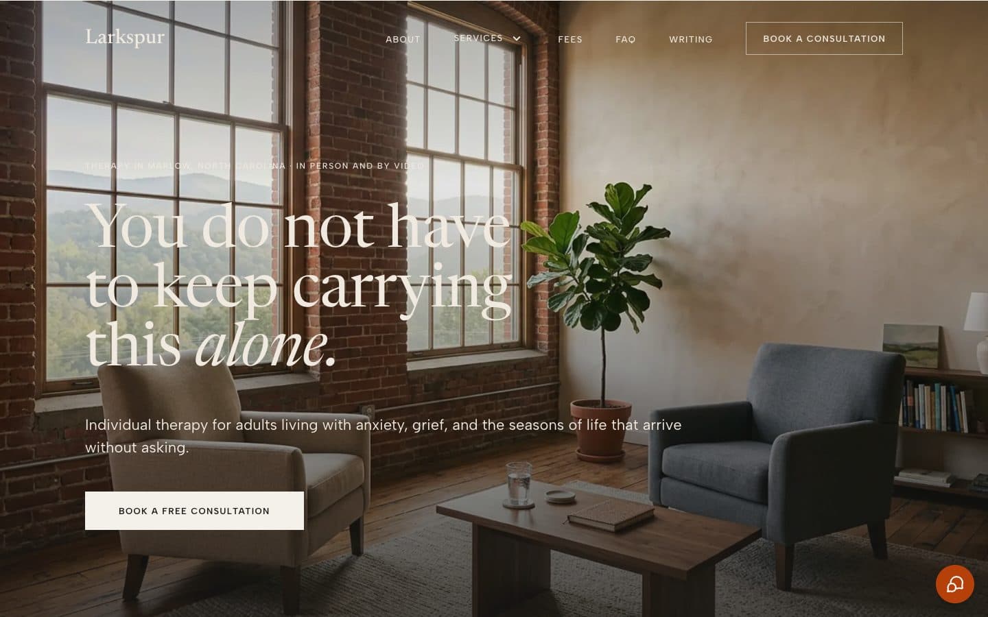 Larkspur, a private practice website for therapists