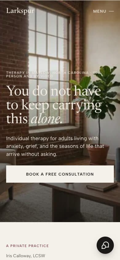 Larkspur: the home page on a phone