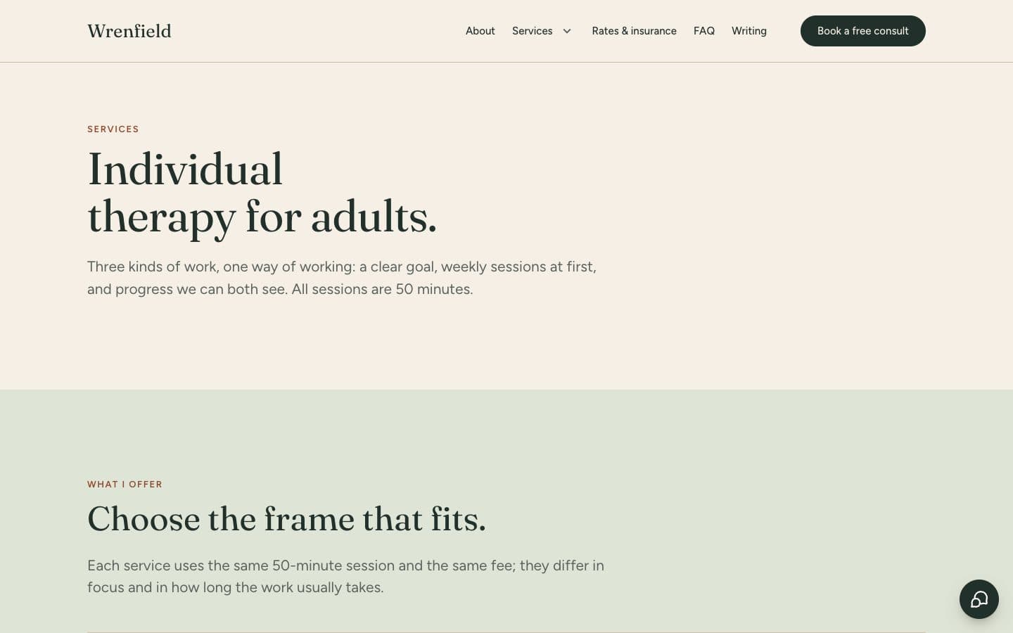 Wrenfield: the services page