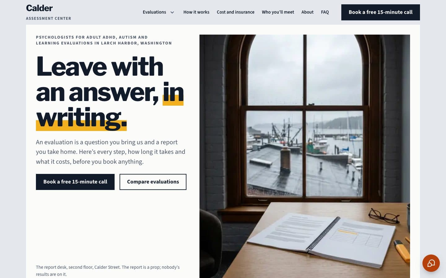 Calder: the home page, a group practice website for therapists