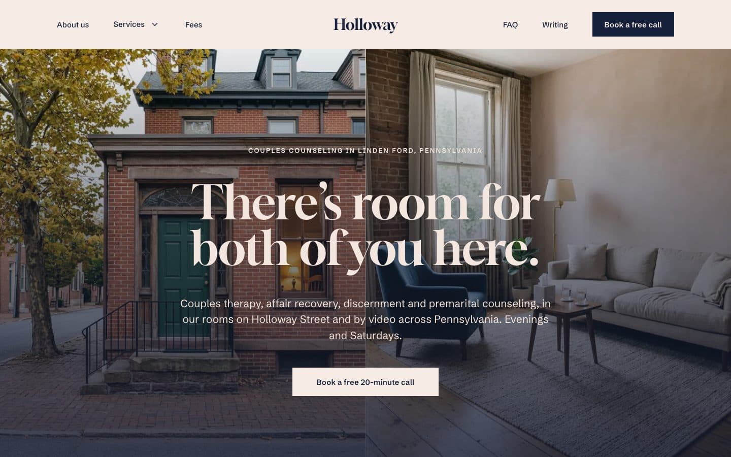 Holloway: the home page, a group practice website for therapists