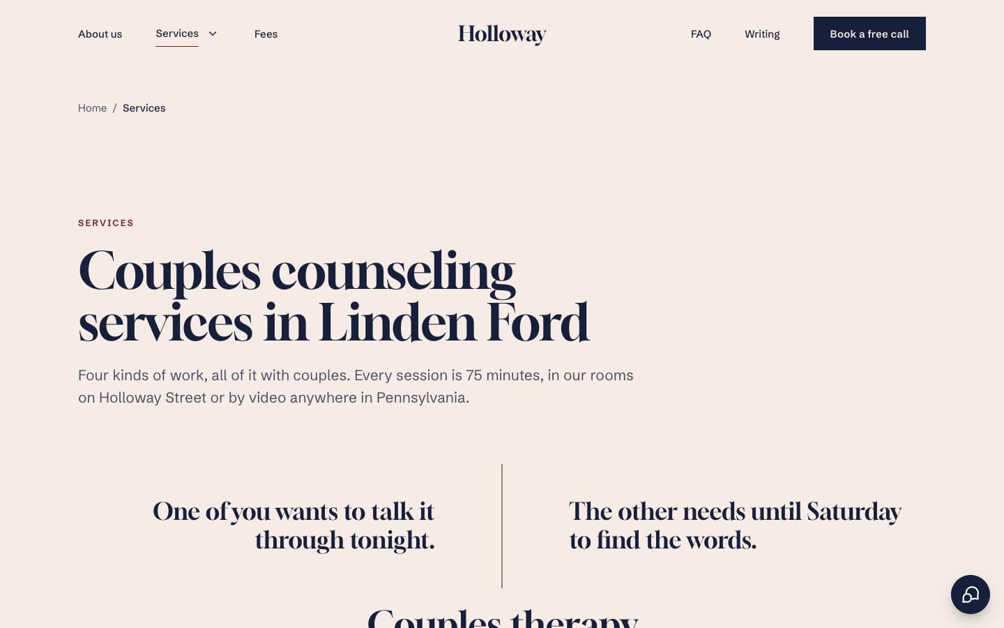 Holloway: the services page