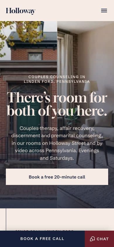 Holloway: the home page on a phone
