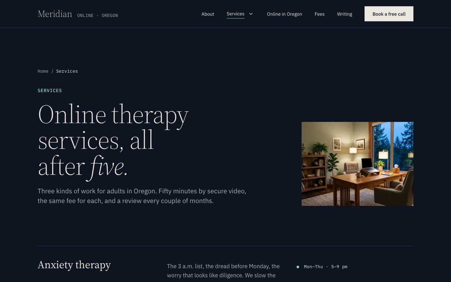 Meridian: the what i help with page